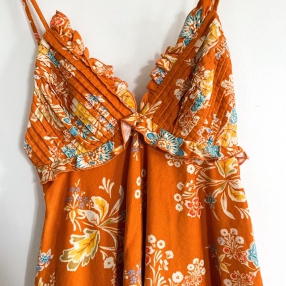 Free People Orange Floral Tropic Dress NWT - Picture 4 of 8